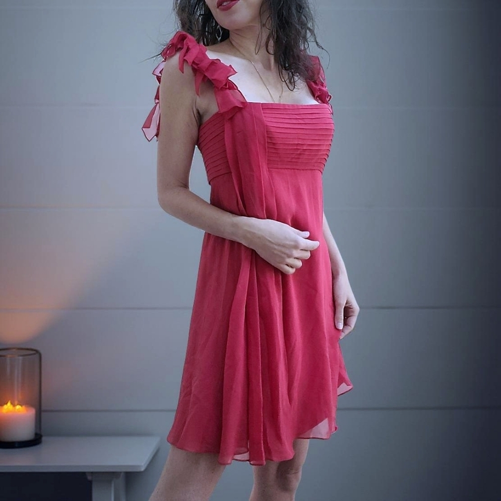 BCBG Maxazria 100% Silk Crimson Red Dress - Picture 4 of 15